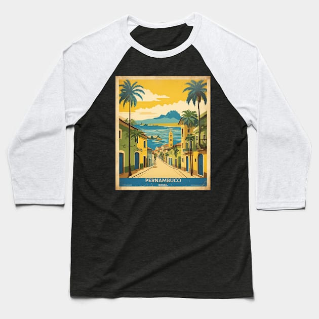 Pernambuco Brazil Vintage Tourism Travel Poster Baseball T-Shirt by TravelersGems